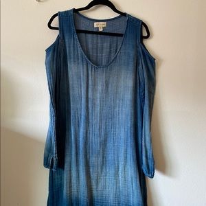 Cotton “Denim Looking” Open Shoulder Dress